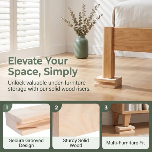 Wooden Furniture Risers 4 Pack - 5cm Lift Blocks for Tables & Sofas