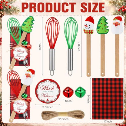 Christmas Spatula Baking Gift Set - Red Green Wood Handles, 18pcs