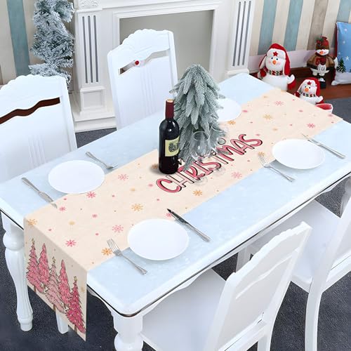 Pink Christmas Table Runner 13 x 72 Inches Holiday Home Decor Seasonal Kitchen
