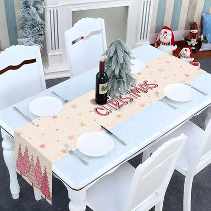 Pink Christmas Table Runner 13 x 72 Inches Holiday Home Decor Seasonal Kitchen