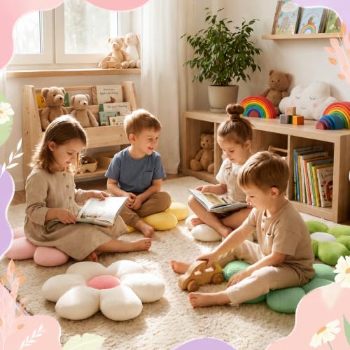 Flower Shaped Floor Pillows Set - 20 Colorful Daisy Plush Cushions for Home & Living