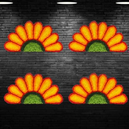 Reusable Handmade Lotus Rangoli Mats Set of 4 for Diwali & Festive Decor