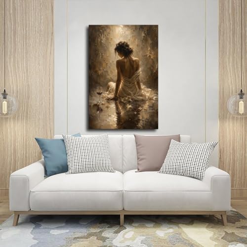 Romantic Woman Back Canvas Wall Art - Wrapped 12x18 Inches