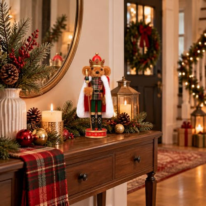 Hand-Painted Wooden Nutcracker King Christmas Decor - Regal Festive Figure