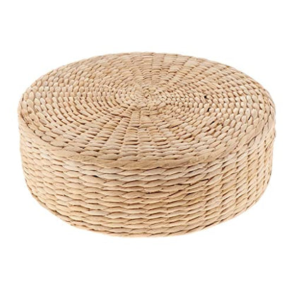 Meditation Floor Cushion Seat Pillow Natural Straw & Sponge Rustic Japanese Style
