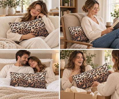Leopard Print Lumbar Throw Pillow 12x20 with Insert - Modern Decor