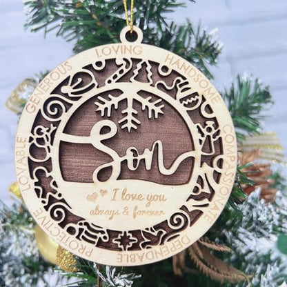 Son Engraved Love You Always Christmas Ornament - Keepsake Gift from Parents