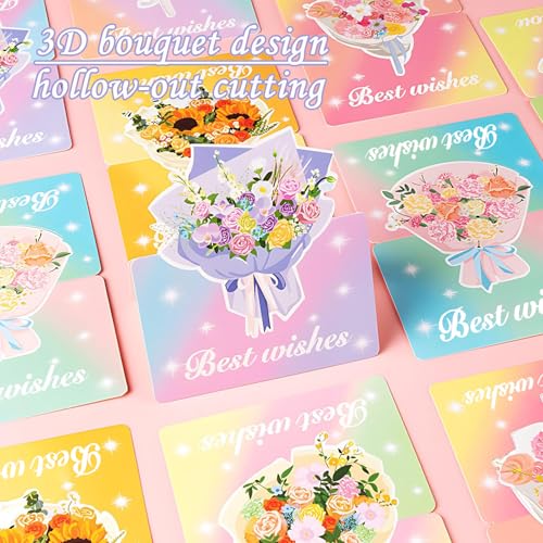 12 Pack Floral Greeting Cards Rainbow Gradient for Birthdays Graduation & More