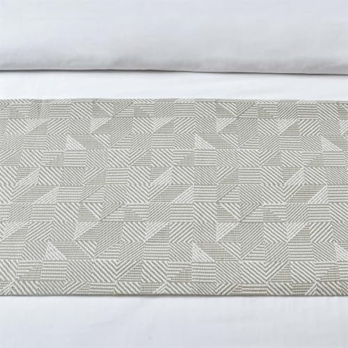 Gray Polyester Striped Bed Runner & Cushion Set 18x83in for Sofa Bedroom Hotel