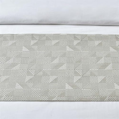 Gray Polyester Striped Bed Runner & Cushion Set 18x83in for Sofa Bedroom Hotel