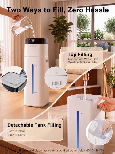 Uthfy 16L Large Room Humidifier with 100H Runtime, Top Fill, for Bedrooms & Living Rooms - Variation of 16L/4.2Gal