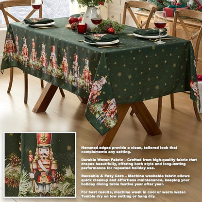 Christmas Nutcracker Fabric Napkins Set of 4 - Hunter Green Holiday Table Linens