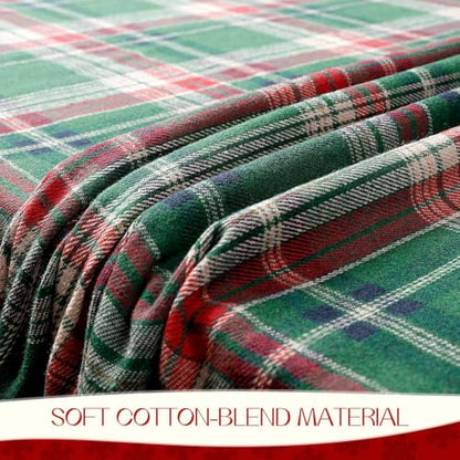 Romanstile Christmas Checkered Tablecloth Rectangle - Green Plaid, 60 x 144 Inches