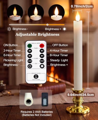6 Pack Battery Operated Window Candles with Sensor Dusk to Dawn & Timer