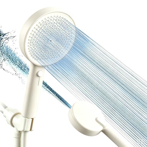 High Pressure Handheld Shower Head with 3 Spray Modes - White