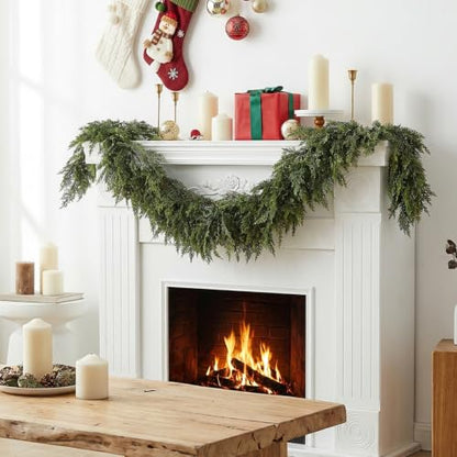 4 Pcs Double Color Christmas Norfolk Pine Garlands for Mantle Fireplace I Style