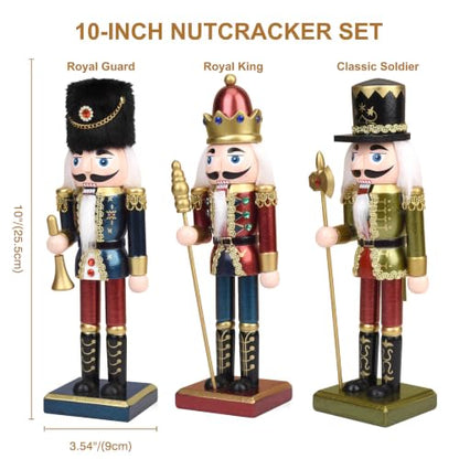 Christmas Wooden Nutcracker Set of 3 King & Soldiers Holiday Decor
