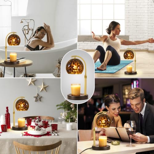 EJIAXIN Amber Candle Warmer Lamp with Timer & Dimmable Bulb - Safe Wax Melter Gift