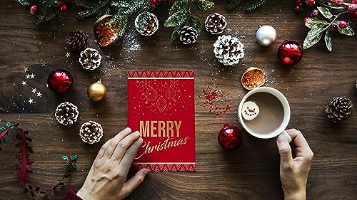 50 Pack Christmas Greeting Cards with Gold Foil - 5 x 7 High Gloss with Envelopes