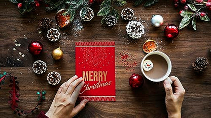 50 Pack Christmas Greeting Cards with Gold Foil - 5 x 7 High Gloss with Envelopes