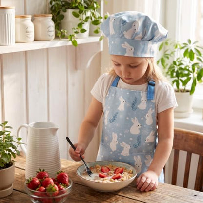 Kids Apron and Chef Hat Set - Rabbit Variation, Play Kitchen Accessories