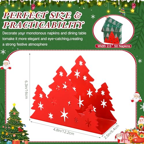 Red Christmas Tree Napkin Holder for Table Decor - Iron, 6.3x4.8x2.5 Inches