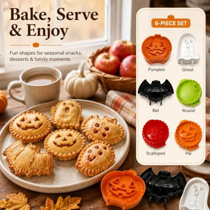 Halloween Mini Hand Pie Mold Set B - Fall Themed Baking Supplies, Reusable Plastic
