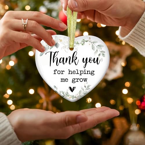 Thank You for Helping Me Grow Teacher Appreciation Christmas Ornament - Holiday Gift