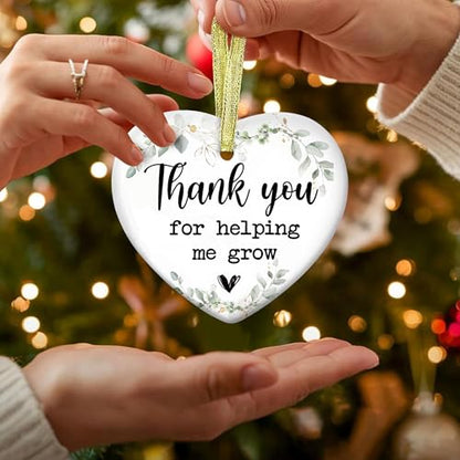 Thank You for Helping Me Grow Teacher Appreciation Christmas Ornament - Holiday Gift