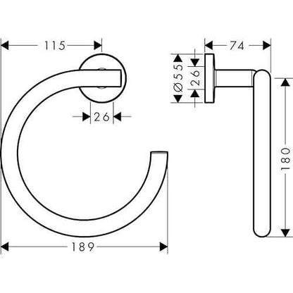 hansgrohe Towel_Ring 7-inch Towel_Ring in Chrome, 41724000