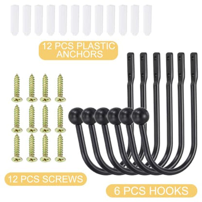 uxcell Black Curtain Holdbacks 6 PCS Wall Mounted Metal Drapery Hooks