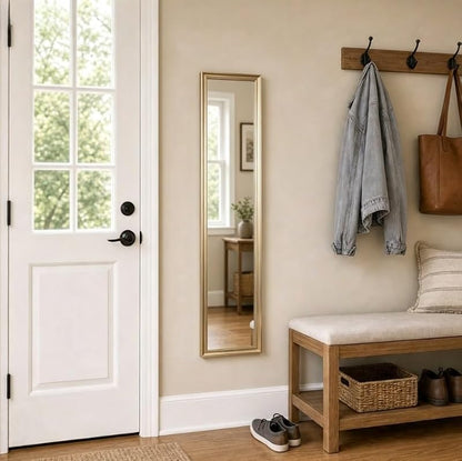 49.6" Gold Rectangle Full-Length Wall Mirror - Vertical or Horizontal Hanging