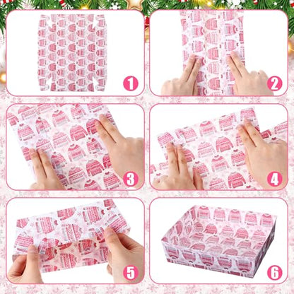 Christmas Pink Paper Food Trays - 36 Pack Disposable Serving Trays for Party