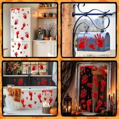 Halloween Bloody Handprint Window Clings - Spooky Horror Decor