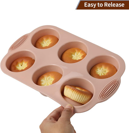 Skiennix 10-in-1 Nonstick Silicone Baking Set - BPA Free Heat Resistant Molds for Muffins, Loaves & More (Pink)