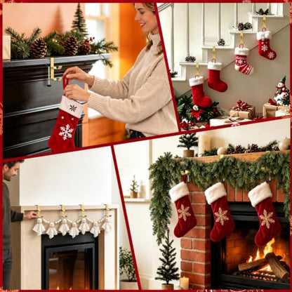 MIAOW Gold 4 Pack Stocking Holders for Mantle, Garland Hooks & Hangers