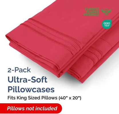 King Pillow Cases by [Brand Name] - Ultra Soft Hotel Quality Covers | Comfy, Cooling & Wrinkle Free - 2 Piece Set in Red