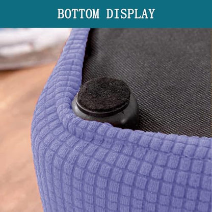 Stretch Ottoman Cover Square 33x33cm Light Blue Jacquard Slipcover for Foot Stool
