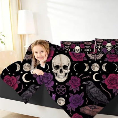 Gothic Queen Comforter Set for Kids Boys Girls Bedroom Decor - 3 Piece