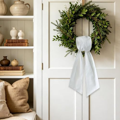 White Wreath Sash for Front Door DIY Embroidery Decorative Accessory