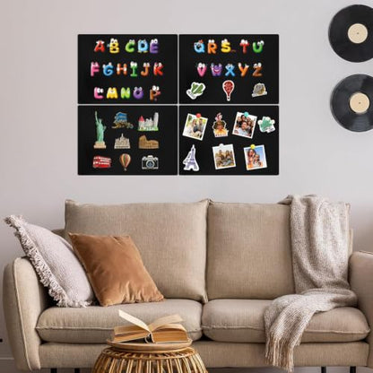 Black Magnet Board 17x11.8 Inches Metal Bulletin Board for Wall - Pack of 4