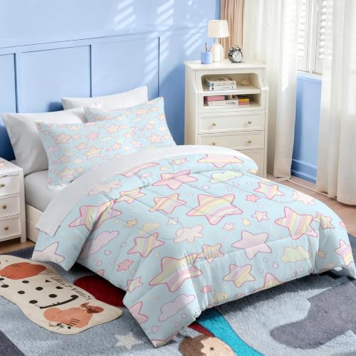 KXRY Star Cloud Comforter Set Twin Size Pastel Kawaii Bedding - Stars05