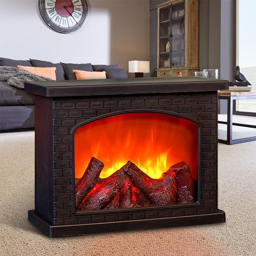Black Fireplace Lanterns Decorative Small LED Flame Effect Lamp