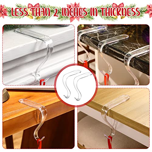 8-Piece Acrylic Christmas Stocking Hangers for Mantel - Clear, Non-Slip