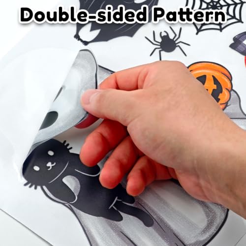 Halloween Ghost Window Cling Stickers Set - Pumpkin & Cat Variations