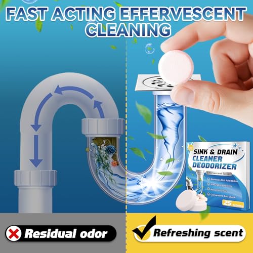 Garbage Disposal Cleaner Tablets Deodorizer 25 Pack - Sink & Drain Freshener