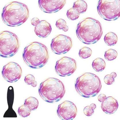 Pink-Purple Bubble Non Slip Bathtub Stickers Set with Scraper - 24PCS