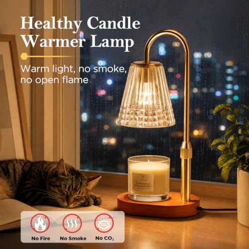 2 Pack Candle Warmer Lamps with Timer & Dimmable Wax Melters - Golden