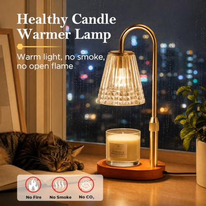 2 Pack Candle Warmer Lamps with Timer & Dimmable Wax Melters - Golden