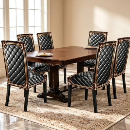 6 Pack Gold Baroque Stretch Dining Chair Covers - Elegant, Washable Furniture Protectors